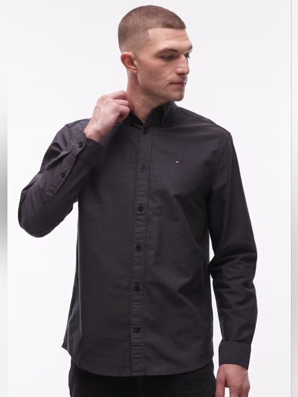 Tommy Hilfiger Men's Long Sleeve Button Down Shirt, Large, Casual